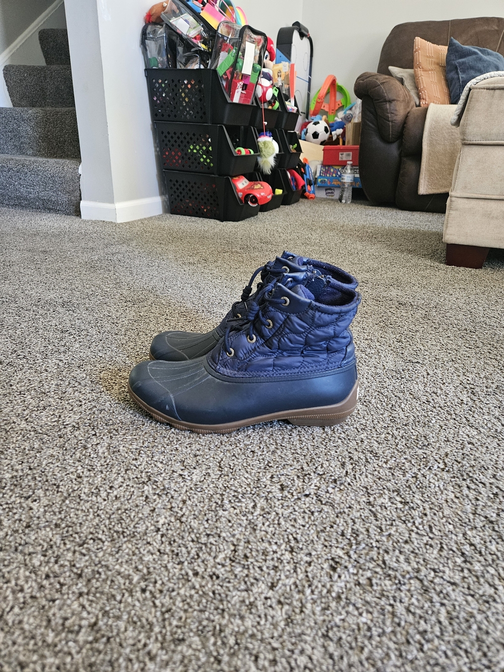 Sperry Women's Waterproof Duck Boots Navy Blue Rubber Rain Boots Size 8.5M - Picture 3 of 7